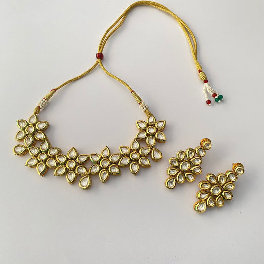 Kundan Floral Choker Necklace Set For Women & Girls