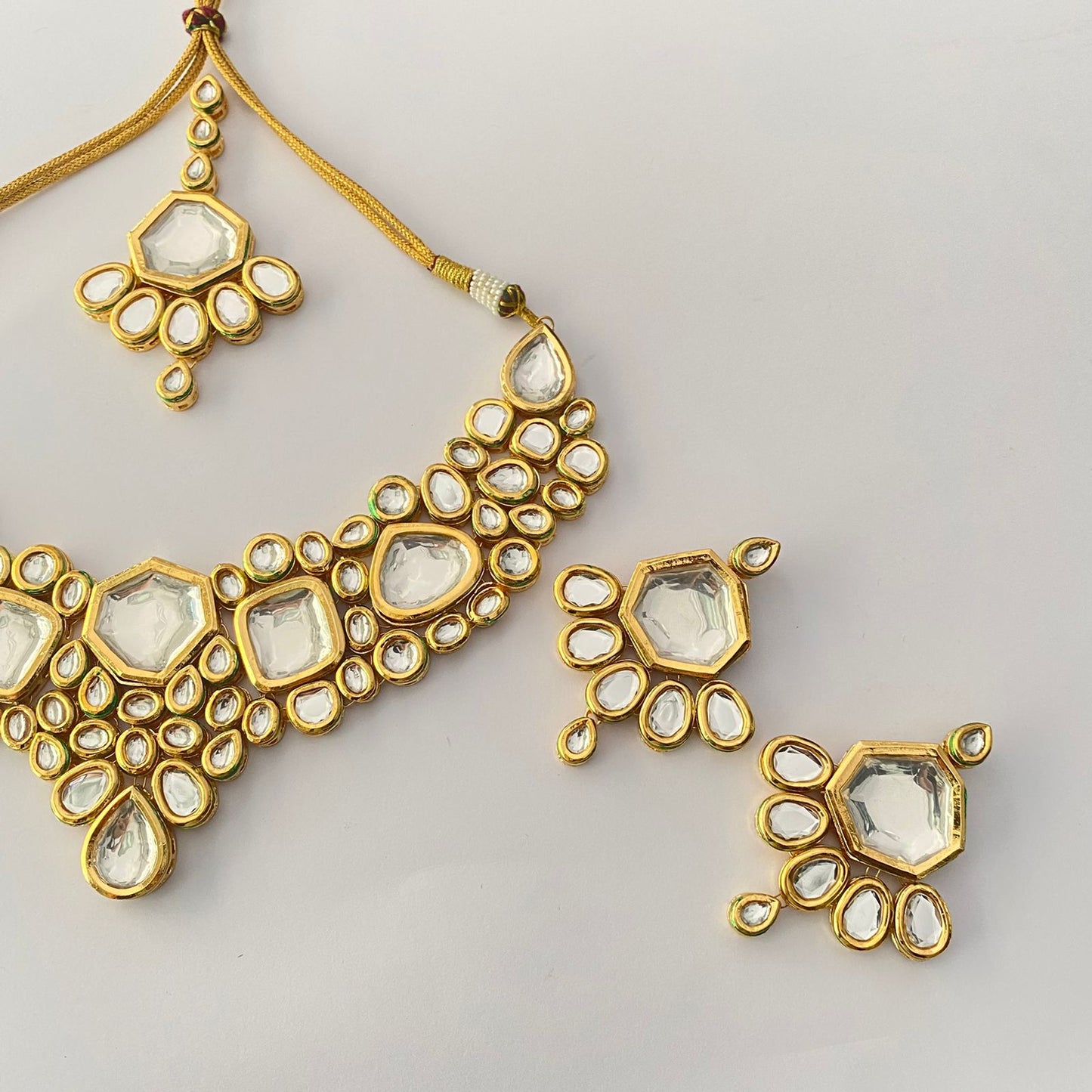 Gold Plated Kundan Polki Necklace Set