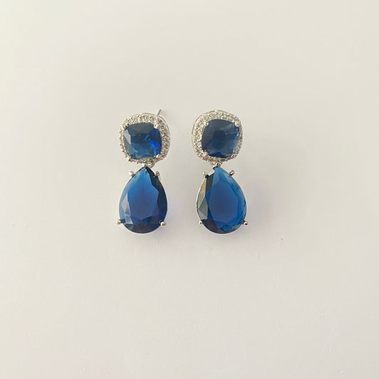 Silver Plated Blue Ad Stone Earring
