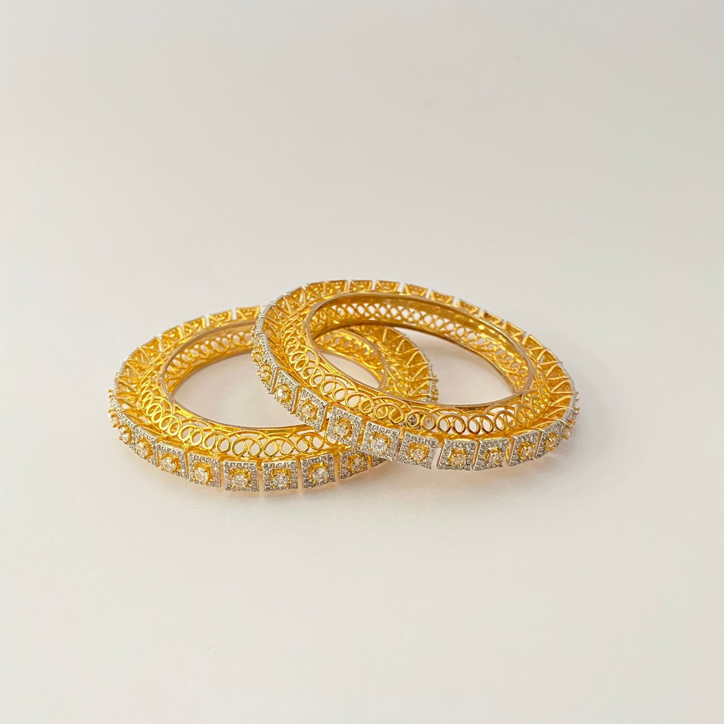 Gold Plated Ad Stone Bangle for Women