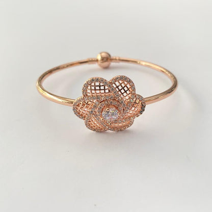Diamond Rose Gold Floral Bracelet with adjustable size