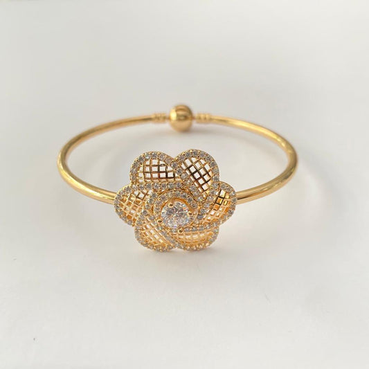 Gold Plated Diamond Floral Bracelet