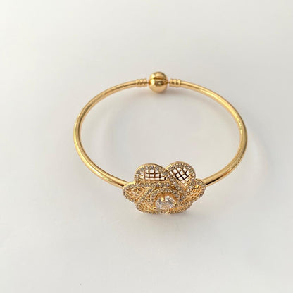 Gold Plated Diamond Floral Bracelet