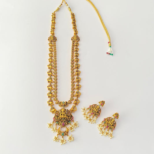 Pearl Temple Laxmi Designer  Necklace