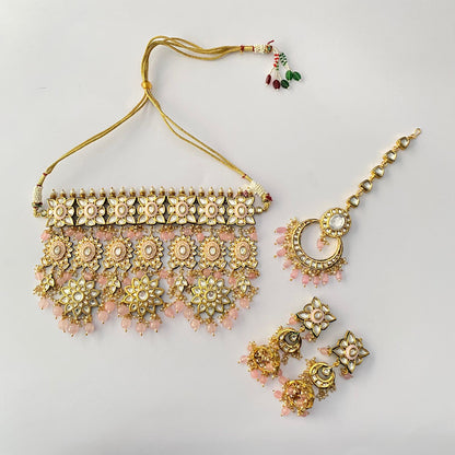 Kundan Polki With Pink Bridal Set