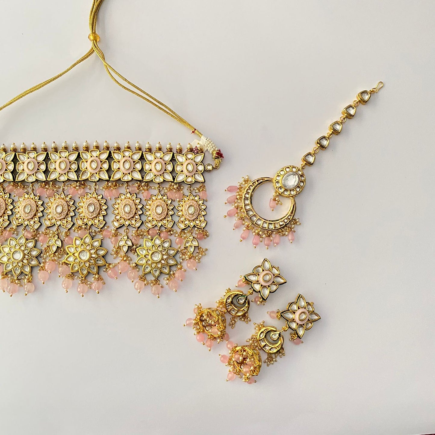 Kundan Polki With Pink Bridal Set