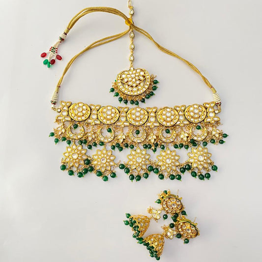 Emerald Gold Plated Bridal Set Latest Design
