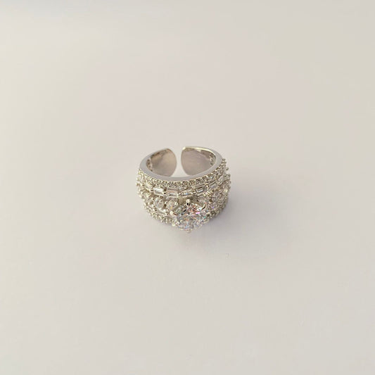 Diamond Pure Silver 92.5 Adjustable Ring
