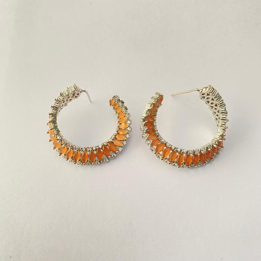 Orange Sapphire Western Earring