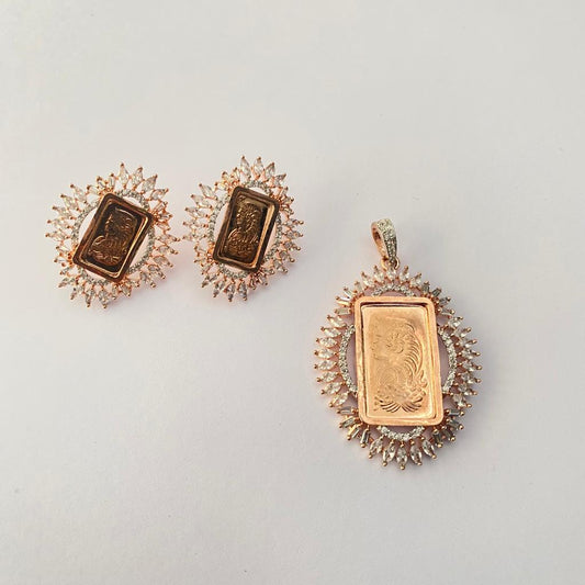 Gini Rose Gold Diamond Pendant Set