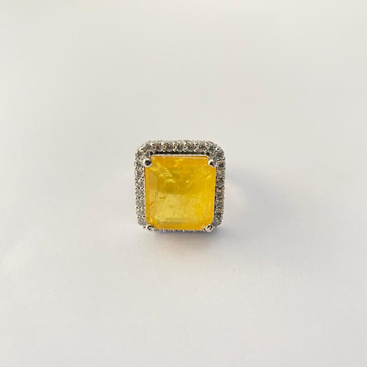 Yellow Opal Diamond Ring