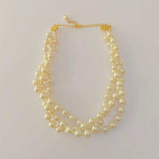 White Pearl Three Layer Latest Design Necklace set