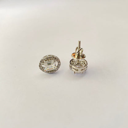 Pure Silver 92.5 Oval Shape Diamond Stud