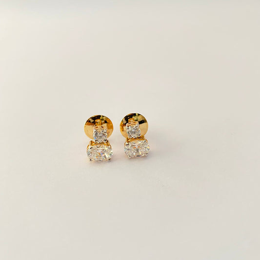Pure Silver 92.5 Gold Plated Diamond Stud