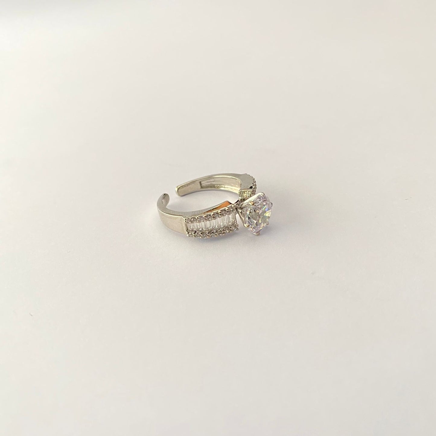 Pure Silver 92.5 Diamond Adjustable Ring