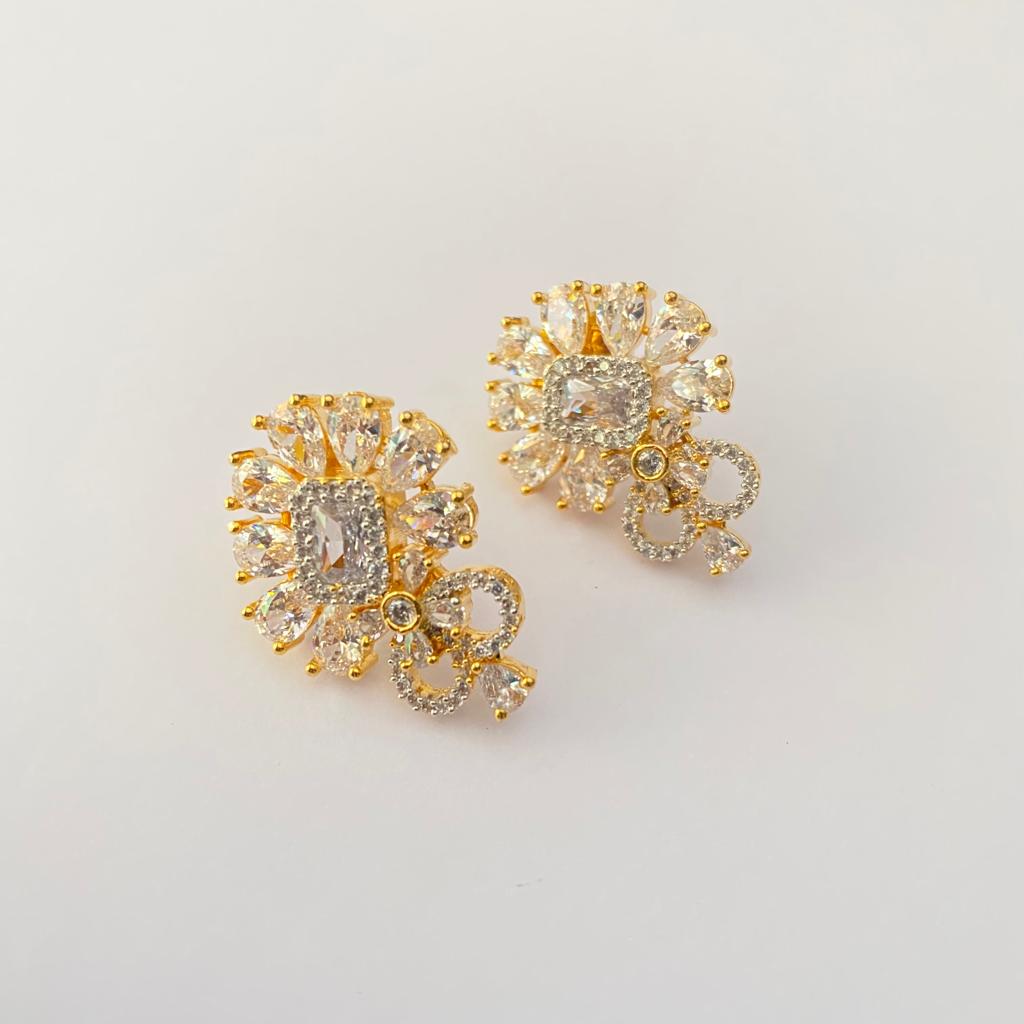 Diamond Floral with Gold Plated Earring