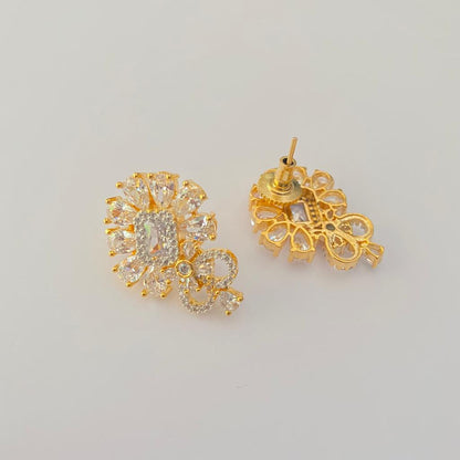 Diamond Floral with Gold Plated Earring