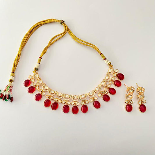 Ruby Polki Diamond Classic Necklace Set