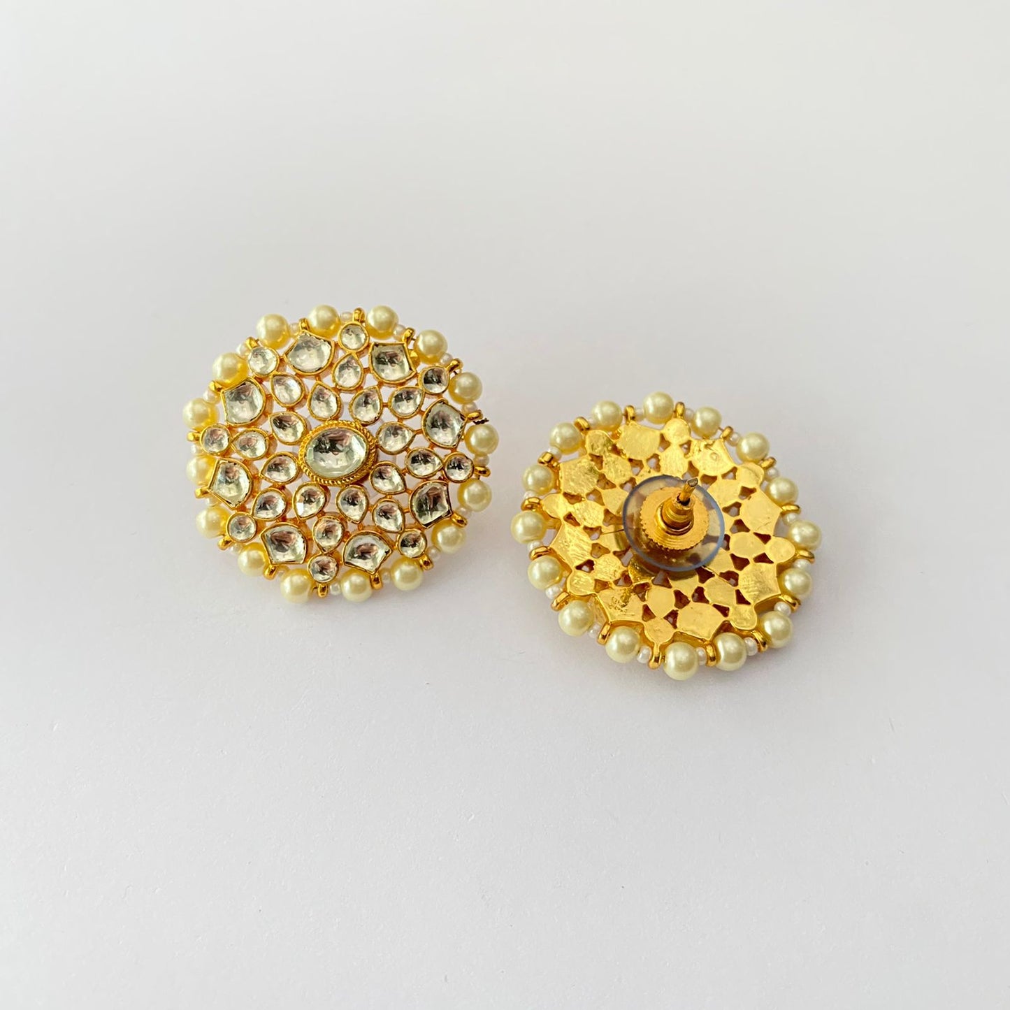 Polki Pearl Gold Plated latest Design Earring