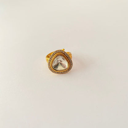 Diamond Polki Gold Plated adjustable size Ring