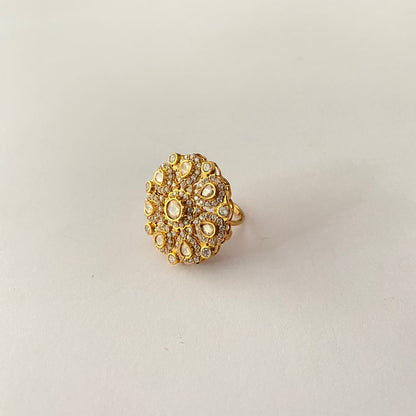 polki Gold Plated with Diamond Ring