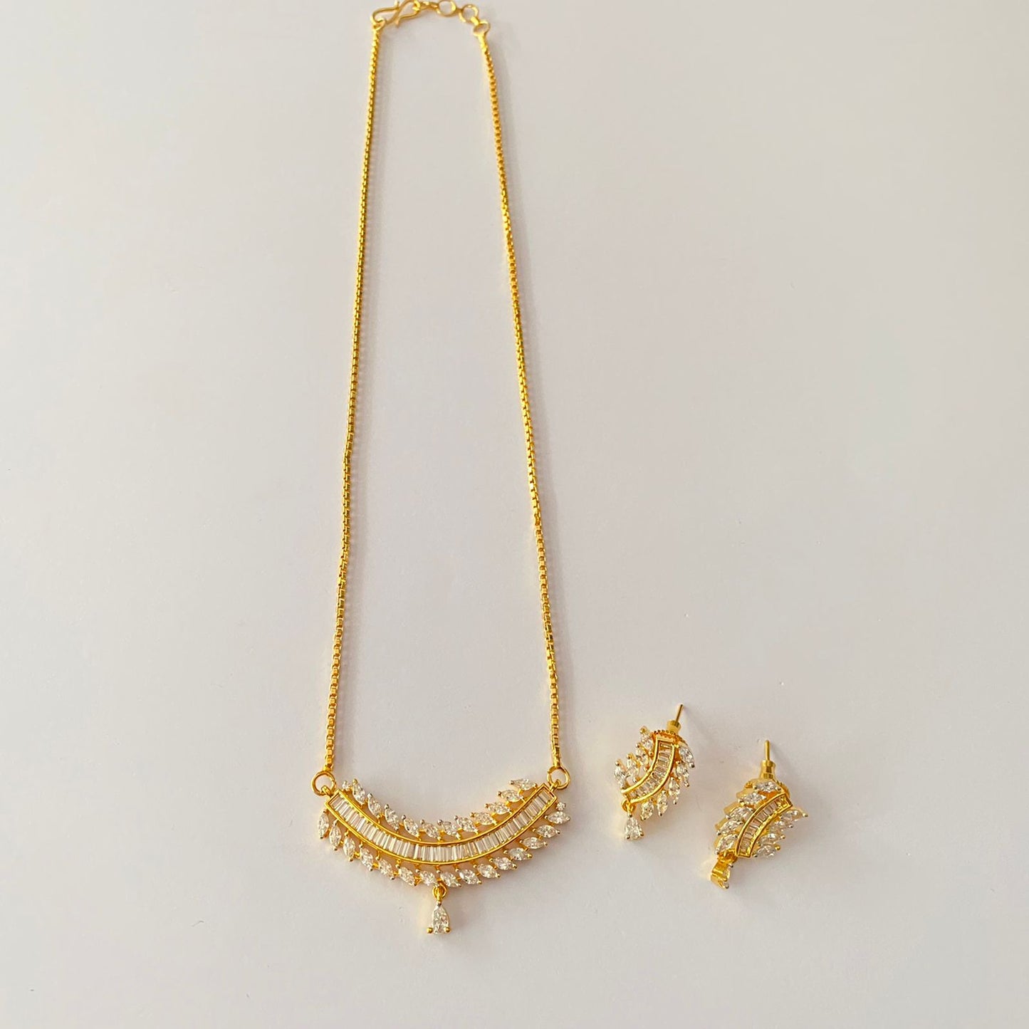 Gold Plated Diamond Pendant Set