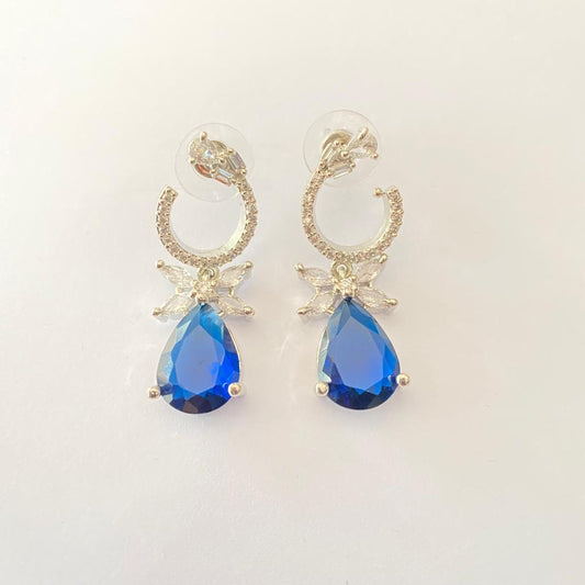 Blue With Diamond Silver Plated Latest Design Earring