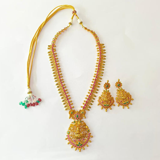 Gold Plated Goddess Lakshmi Necklace Set