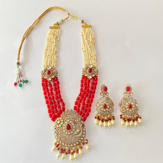 Ruby Diamond with pearl Necklace set