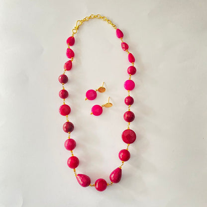 Pink Stone Necklace Set