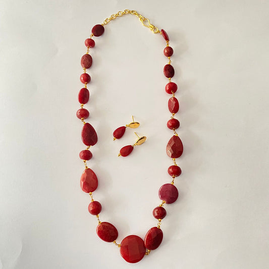 Ruby Stone Necklace Set