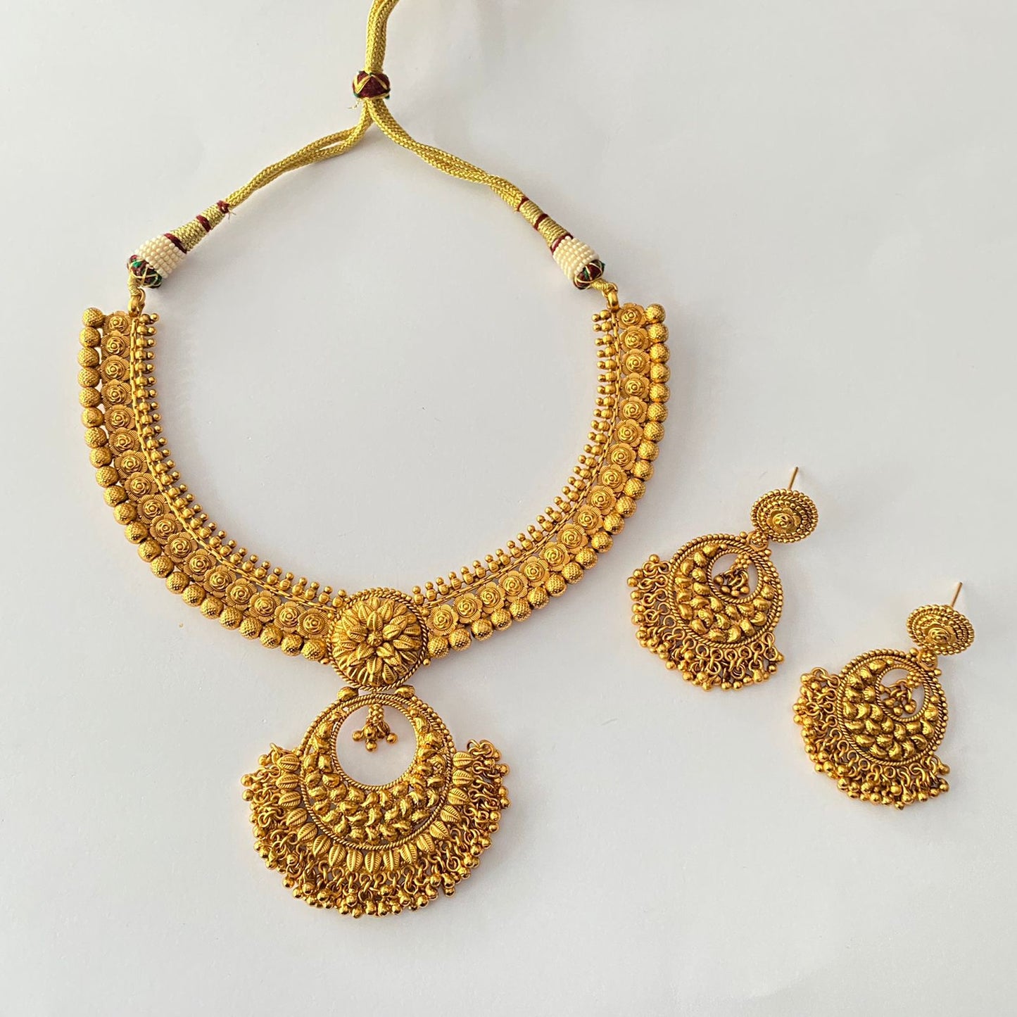 Gold Plated Heavy Temple Necklace Set