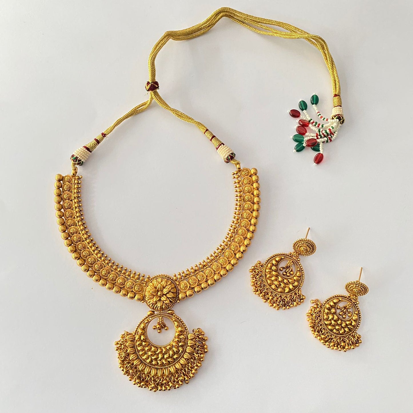 Gold Plated Heavy Temple Necklace Set