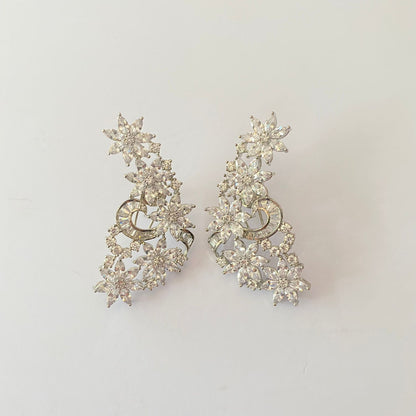Silver Plated Diamond Earring With Back Clip