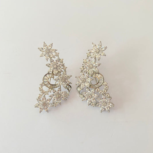 Silver Plated Diamond Earring With Back Clip