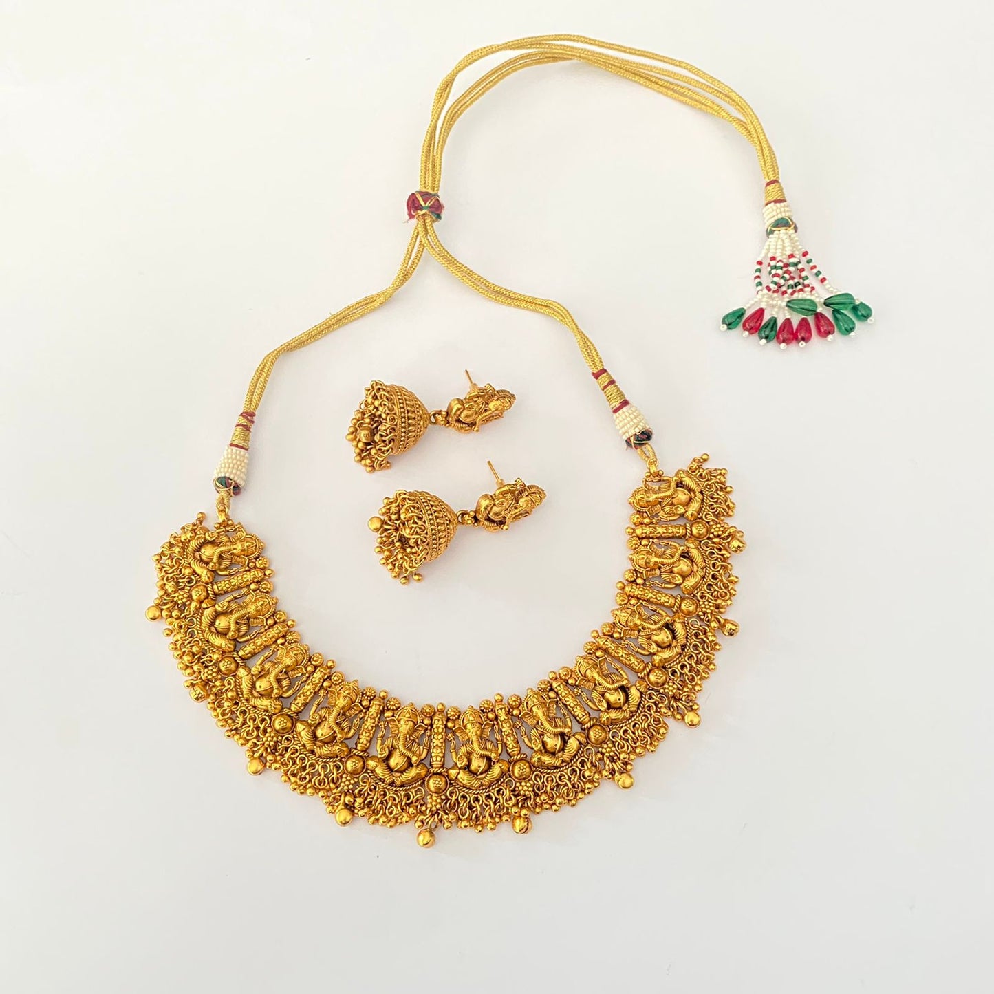 Ganpati Gold Plated Temple Necklace Set