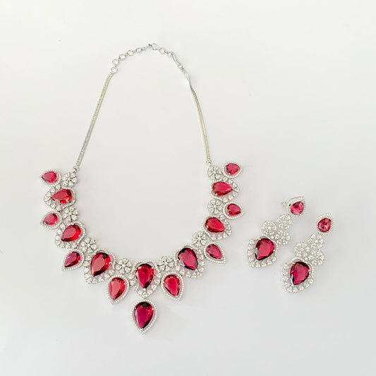 Silver Plated Red Diamond Necklace