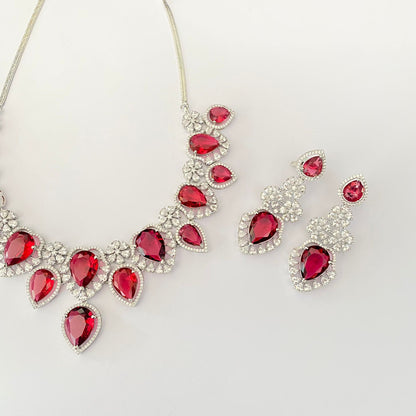 Silver Plated Red Diamond Necklace