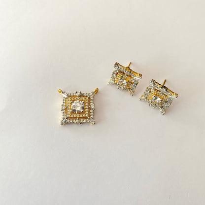 Gold Plated Small Diamond Pendant Set
