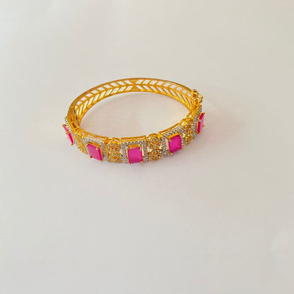 Gold Plated Pink Diamond Bracelet