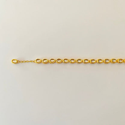 Gold Plated Kundan Pearl Bracelet