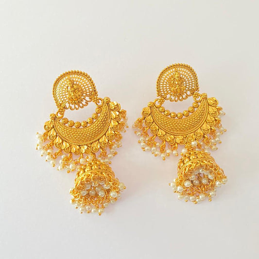 Gold Plated With Small Pearl Jhumka Earring