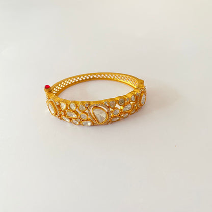 Gold Plated Polki Kundan Bracelet