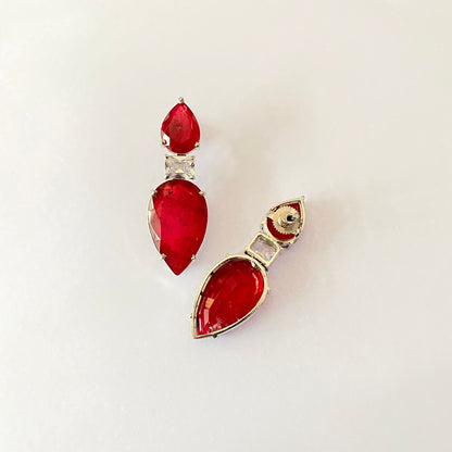 Silver Plated Ruby Stone Earring