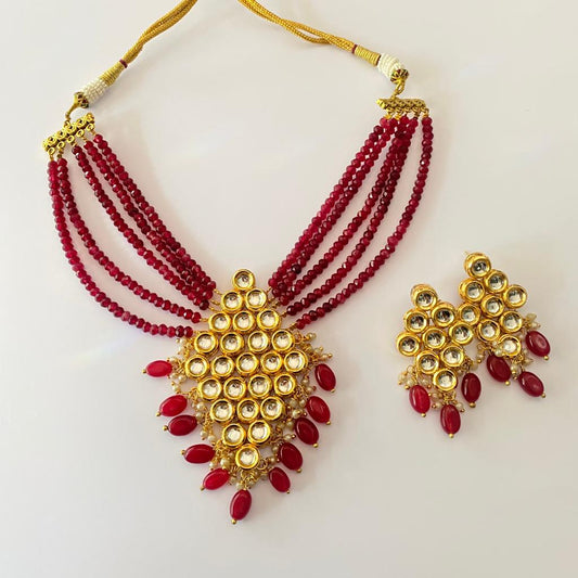 Polki Gold Plated Ruby Choker Necklace Set