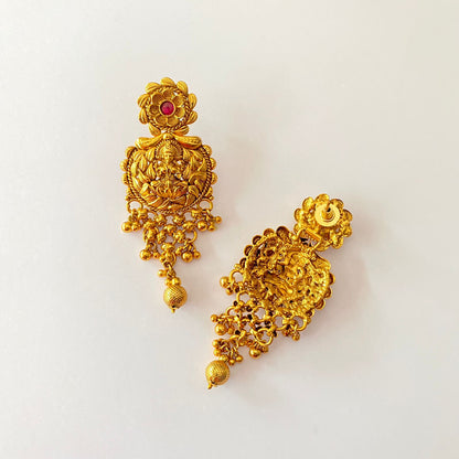 Goddess Lakshmi Gold Plated Traditional Earring.