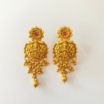 Goddess Lakshmi Gold Plated Traditional Earring.