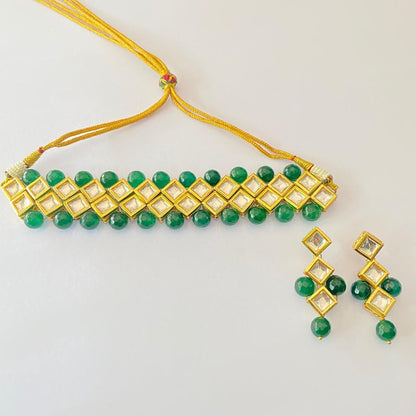 Emerald Polki Necklace Set