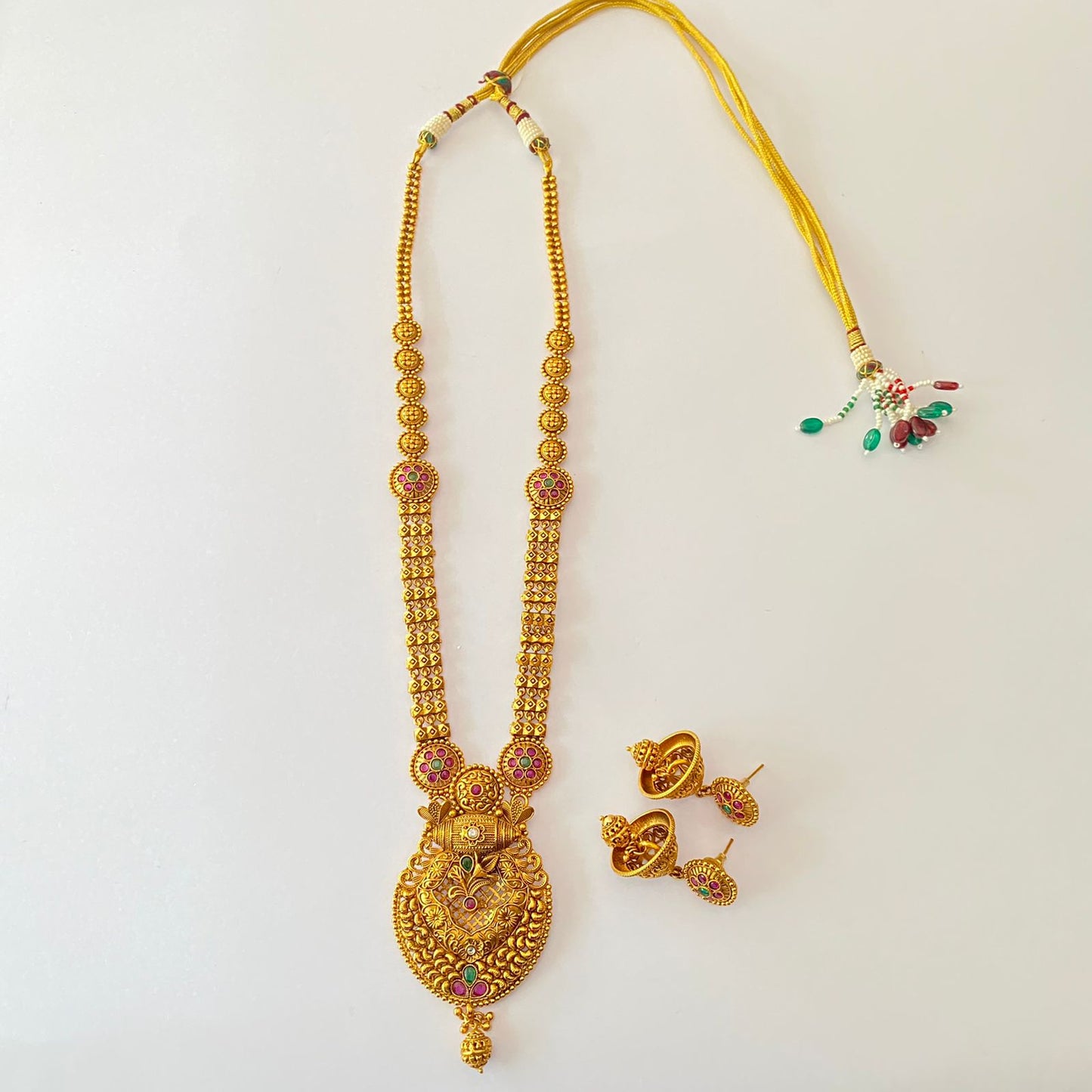 Gold Plated Temple Long Necklace Set
