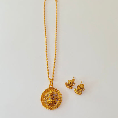 Gold Plated Laxmi Pendant Set